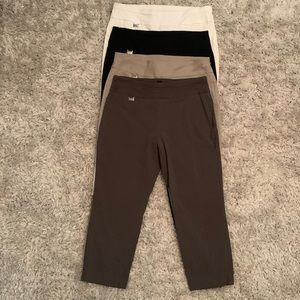 Capri length … stretch Alfani pants .. white, black, tan and grayish green